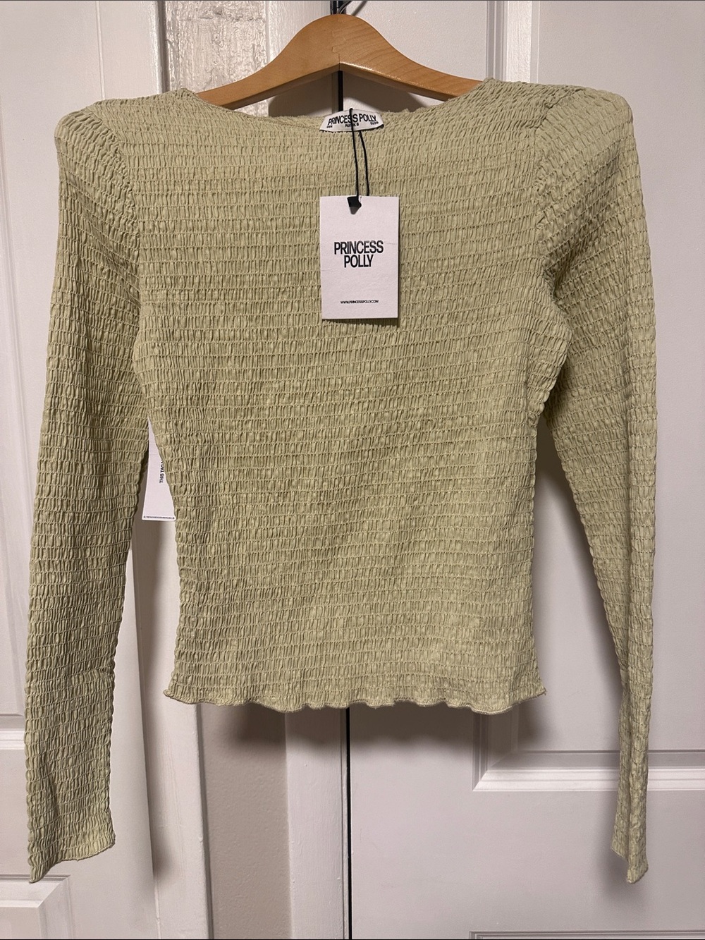 Princess Polly Sage Smocked Long Sleeve Top